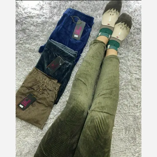 شلوار مخمل زنانه کبریتی مشکی رنگ مشکی