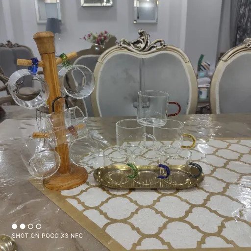 شات قهوه پیرکس وارداتی دسته رنگی سایز دوبل 