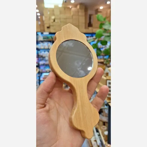 آینه چوبی دسته دار لوکس