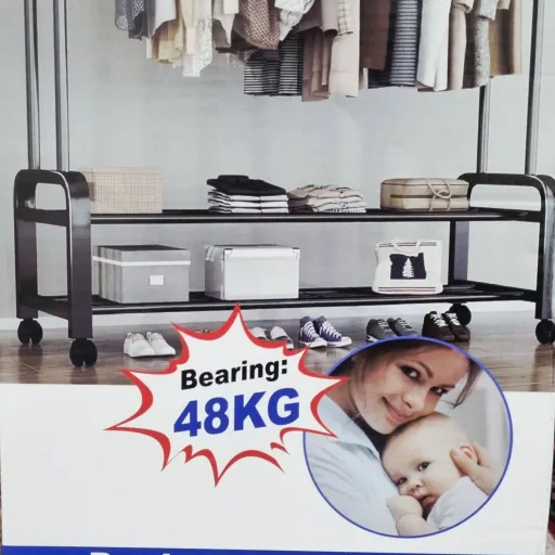 رگال دوبل تمام فلز چرخ دار تحمل وزن 48 کیلوگرم رنگ مشکی مدل TW610-2