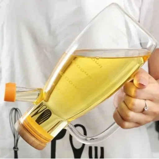 روغن ریز پیرکس درب بامبو 900میلی لیتری بطری روغن(ظرف روغن پیرکس)