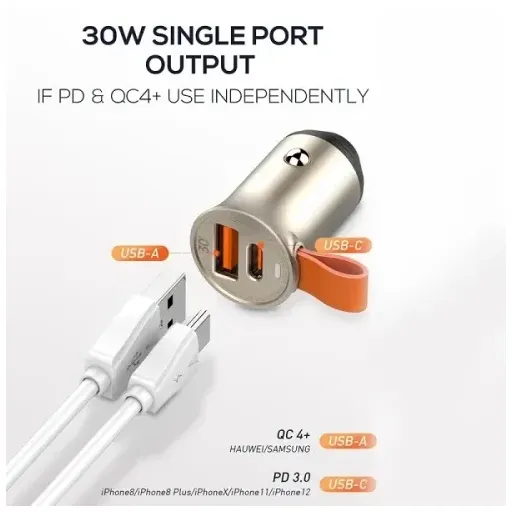شارژر فندکی الدینیو مدل C509Q pd 20w به همراه کابل USB-C