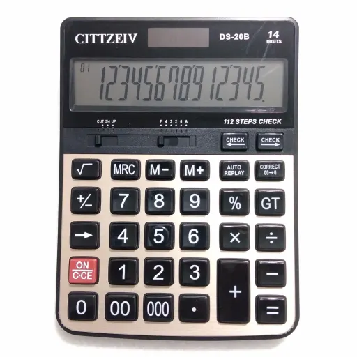 ماشین حساب 14 رقمی رومیزی GITTZEIV مدل DS-20B با صفحه نمایش بزرگ