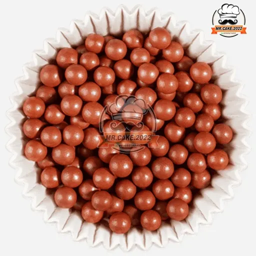 مروارید خوراکی تزئین کیک رنگ مسی 40 گرمی