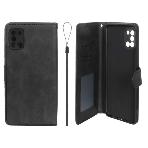 کیف موبایل چرمی جاکارتی و محافظ لنزدار درجه یک داخل خز MNC Plus سامسونگ مدل Samsung Galaxy A31 رنگ خاکستری