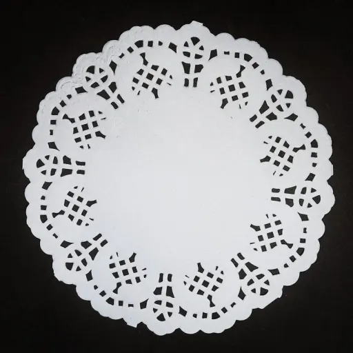 کاغذ شیرینی پزی مدل گیپور طرح دایره 14x14 بسته 100 عددی رنگ سفید