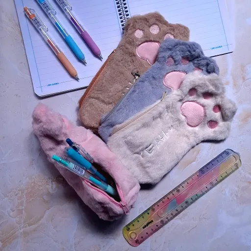جامدادی پولیشی تک زیپ رنگ کرمی
