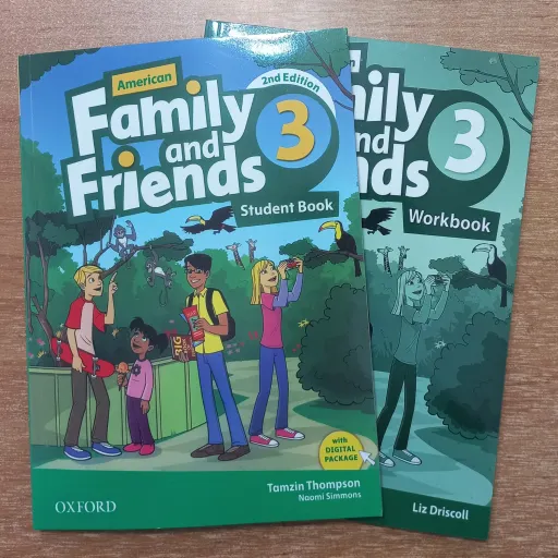 کتاب زبان فمیلی اند فرندز American Family and Friends 3 سایز وزیری به همراه کتاب کار