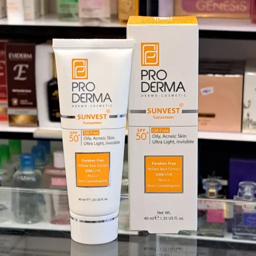 کرم ضدآفتاب بی رنگ پوست چرب SPF50 پرودرما