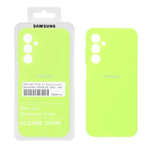 قاب سیلیکونی درجه یک پاک کنی محافظ لنزدار اورجینال سامسونگ Samsung Galaxy A25 5G (پک اصلی) رنگ نارنجی فانتزی
