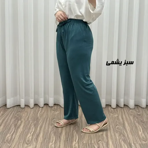 شلوار کریشه زنانه فری سایز مناسب تا سایز 46 مدل راحتی و چهارفصل گزینه ها نسکافه‌ای