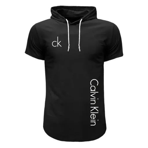 تی شرت کلاه دار مردانه مدل CK 8009 سایز مشکی - XXL