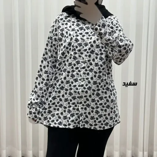 شومیز نخی جلوباز دکمهدار زنانه و دخترانه پارچه خارجی چهارفصل گزینه ها سفید | سایز 3xl