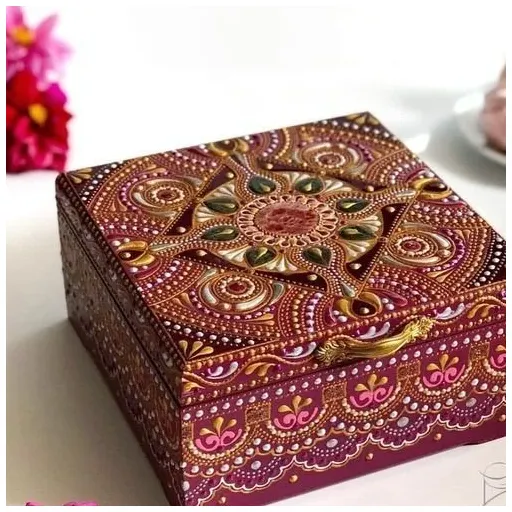 جعبه چوبی نقطه کوبی شده کد 3