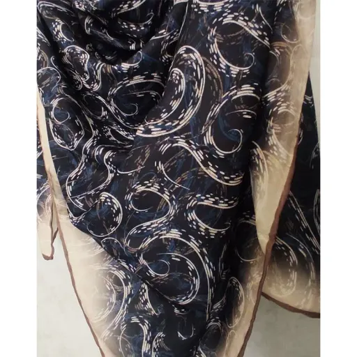 روسری مجلسی نخی کریستال(A7183) طرح گل دار