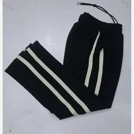 شلوار مردانه بغل دو نوار سفید شلوار جنس نخ پنبه اعلا مردانه سایز XL تا 3XL شلوار دو خط سفید مردانه  سایز 2XL