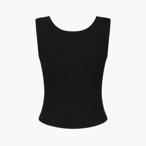 تاپ ورزشی زنانه مدل 001 یقه گرد بدون بند انعطاف پذیر سایز مشکی - 38-40