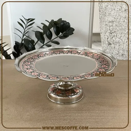 شیرینی خوری مسی پایه دار(گل سرخ/کد1864)