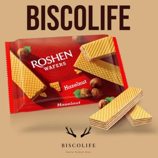 ویفر کرم فندقی روشن اوکراین Roshen مدل Hazelnut وزن 72 گرم