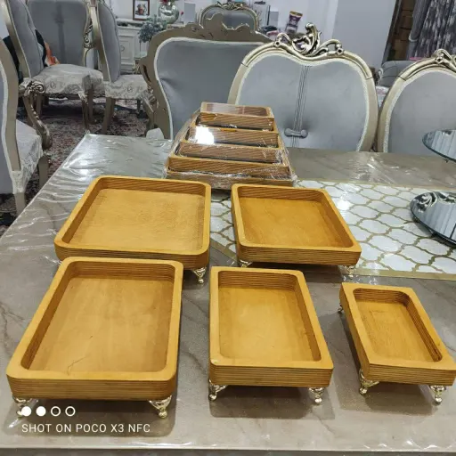 ظرف 5تیکه چوبی،پایه دارمستطیل،قیمت استثنایی