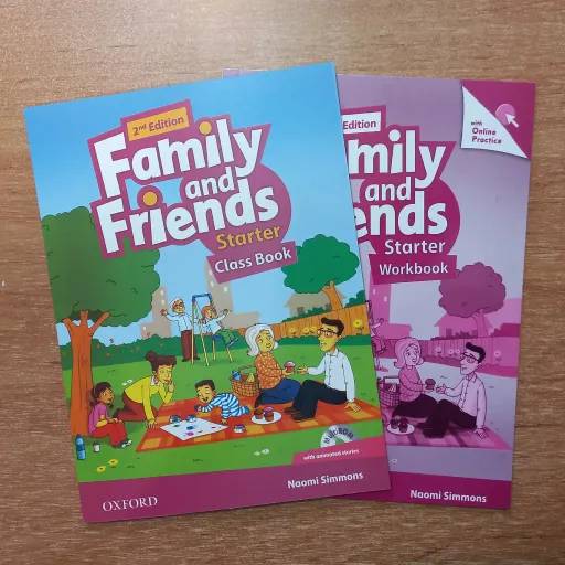 کتاب زبان فمیلی اند فرندز استارتر Family and friends starter سایز وزیری به همراه کتاب کار