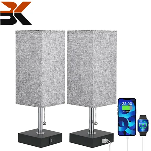 چراغ کنار تختی با شارژر USB پک دو عددی