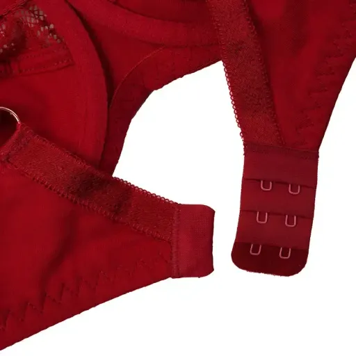 سوتین نخی فنردار دانتل بند پاپیونی شارمین سایزبندی کامل گزینه ها سایز 85 | زرشکی