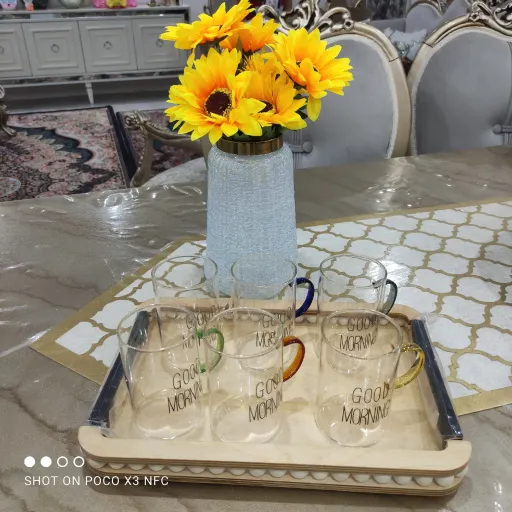 سینی چوبی مهره دار ،دسته فلزی زیبا