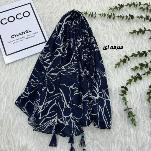 شال نخی طرحدار قواره بزرگ بدون سر خوردن و چروک ابعاد 204 در 76 سانتیمتر گزینه ها مشکی