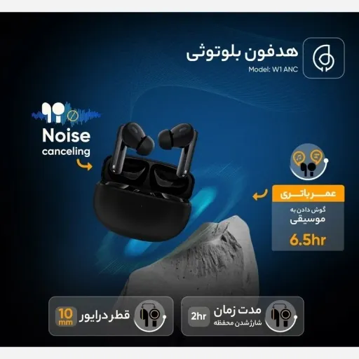 هدفون بلوتوثی هایلو W1 ANC نویزگیر حرفه ای،مناسب موسیقی، مکالمه و گیمینگ با گارانتی رنگ سفید