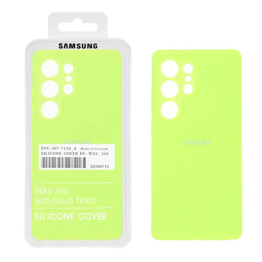 قاب سیلیکونی اورجینال درجه یک پاک کنی Master Quality محافظ لنزدار سامسونگ Samsung Galaxy S25 Ultra (پک اصلی) رنگ سبز فسفری