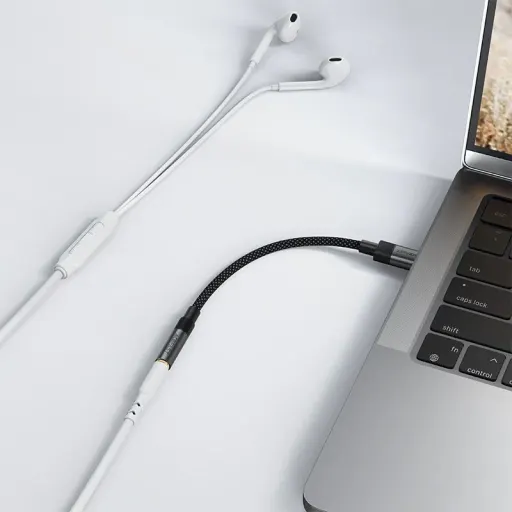 کابل تبدیل USB-C به جک 3.5 میلی متری ایس فست مدل J12 طول 0.15 متر