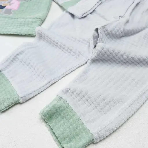 ست بلوز و شلوار نوزادی مخمل طرح خرس و خرگوش گزینه ها سایز 9 تا 12 ماه (سایز3) | صورتی روشن