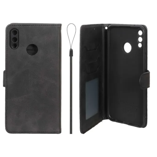 کیف موبایل چرمی جاکارتی مگنتی درجه یک داخل خز MNC Plus مدل هواوی Huawei Y9 2019 رنگ عسلی