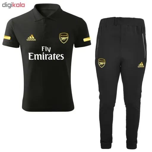 ست پولوشرت و شلوار ورزشی مردانه طرح آرسنال کد RS2021 مشکی نخ ساده سایز مشکی - XXL