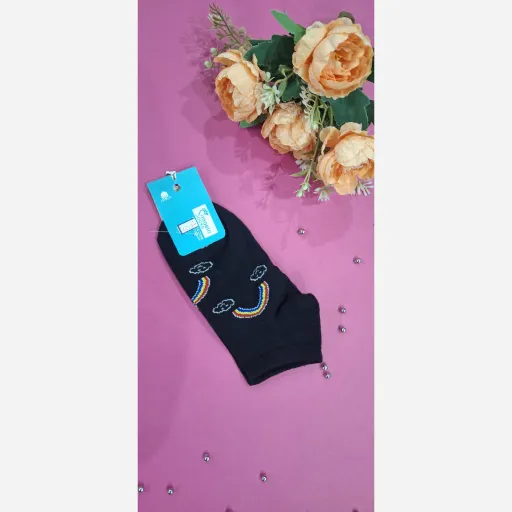 جوراب مچی طرح رنگین کمان رنگ مشکی