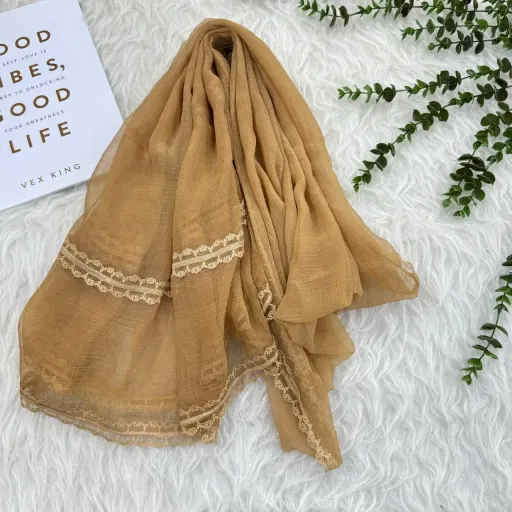 شال حریر مجلسی وارداتی قواره بزرگ 190x85 سورنخور پرز نده چروک نشو بدون آبرفت گزینه ها خردلی