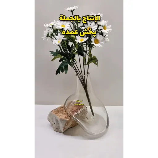 گلدان شیشه و سنگ / گلدان شیشه و چوب