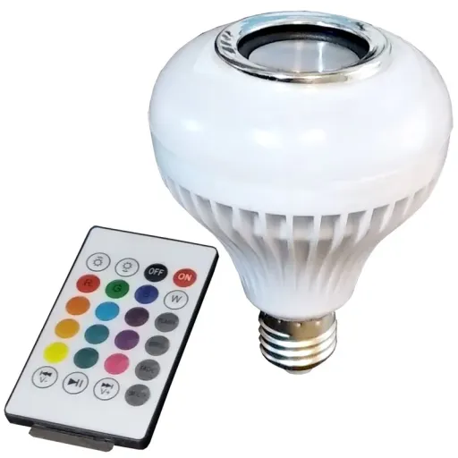 لامپ هوشمند و اسپیکر بلوتوثی مدل led music blub کد HB-61 رنگ چند رنگ