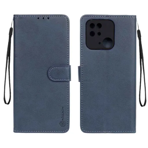 کیف موبایل چرمی جاکارتی و محافظ لنزدار درجه یک Nillkin مدل شیائومی Xiaomi Redmi 10C / Redmi 10 Power / Poco C40 رنگ عسلی