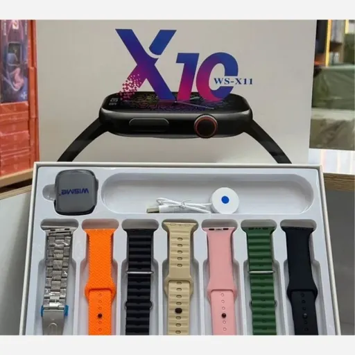 ساعت هوشمند 7بند با( بند فلزی) مدل ws-x11 سری 10 امولد تمام صفحه 90 هرتز بالاترین کیفیت بازار (فروش تک به قیمت عمده) رنگ مشکی