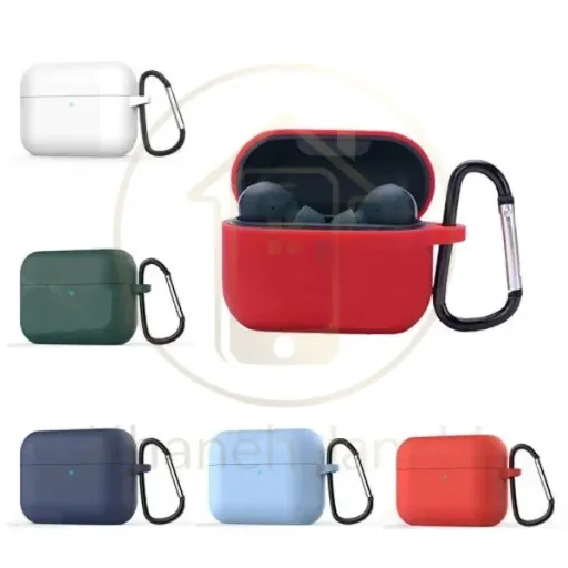 کاور محافظ سیلیکونی هندزفری کیو سی وای Xiaomi QCY T10 T11 Earphone Silicone Case دارای قلاب آویز رنگ آبی تیره