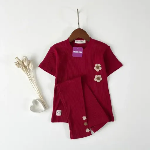 ست بلوز و شلوار راحتی دخترانه مناسب 2 تا 9 سال گزینه ها گیلاسی | 8 (XL)