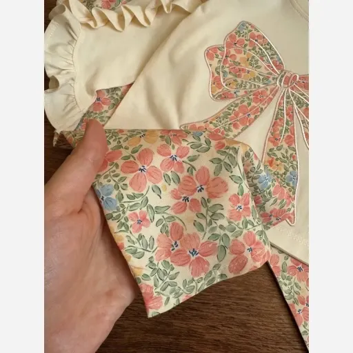 ست بلوز و شلوار دخترانه جنس سلانیک پنبهای سایز 55 تا 65 گزینه ها ۵۵