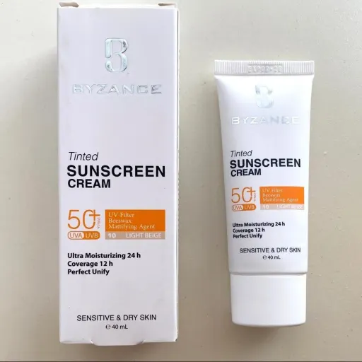 ضد آفتاب رنگی بیزانس spf50 رنگ 10 پوست خشک و حساس