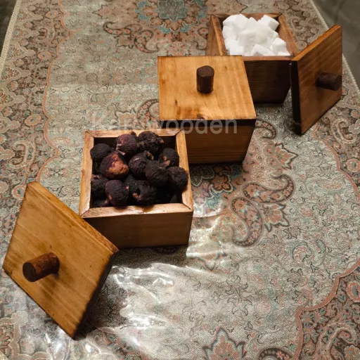قندان چوبی پک 3 عددی چوب روس (ضدآب)