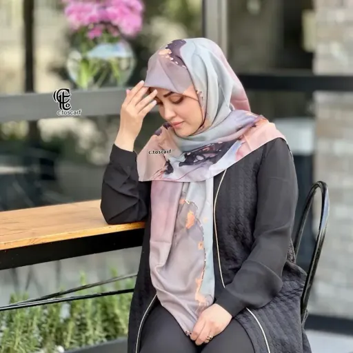 روسری طرح هما سایز 140 جنس نخ کاستوم سیتو چرخ دوز رنگ صورتی