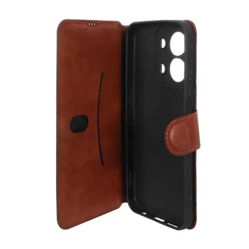 کیف موبایل چرمی مگنتی و محافظ لنزدار Xiaomi Redmi 15C / Poco C85 رنگ سرمه ای