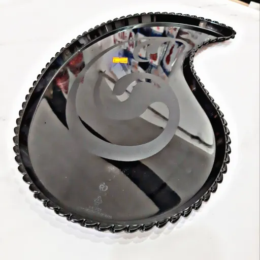 سینی کریستالی مشکی طرح ترمه