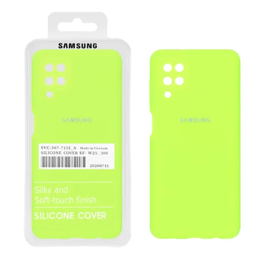 قاب سیلیکونی درجه یک پاک کنی محافظ لنزدار اورجینال سامسونگ Samsung Galaxy A12 / M12 / F12 (پک دار) رنگ صورتی فانتزی